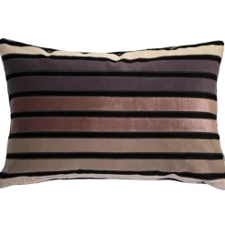 Amethyst Stripes Textured Velvet Throw Pillow 12x20