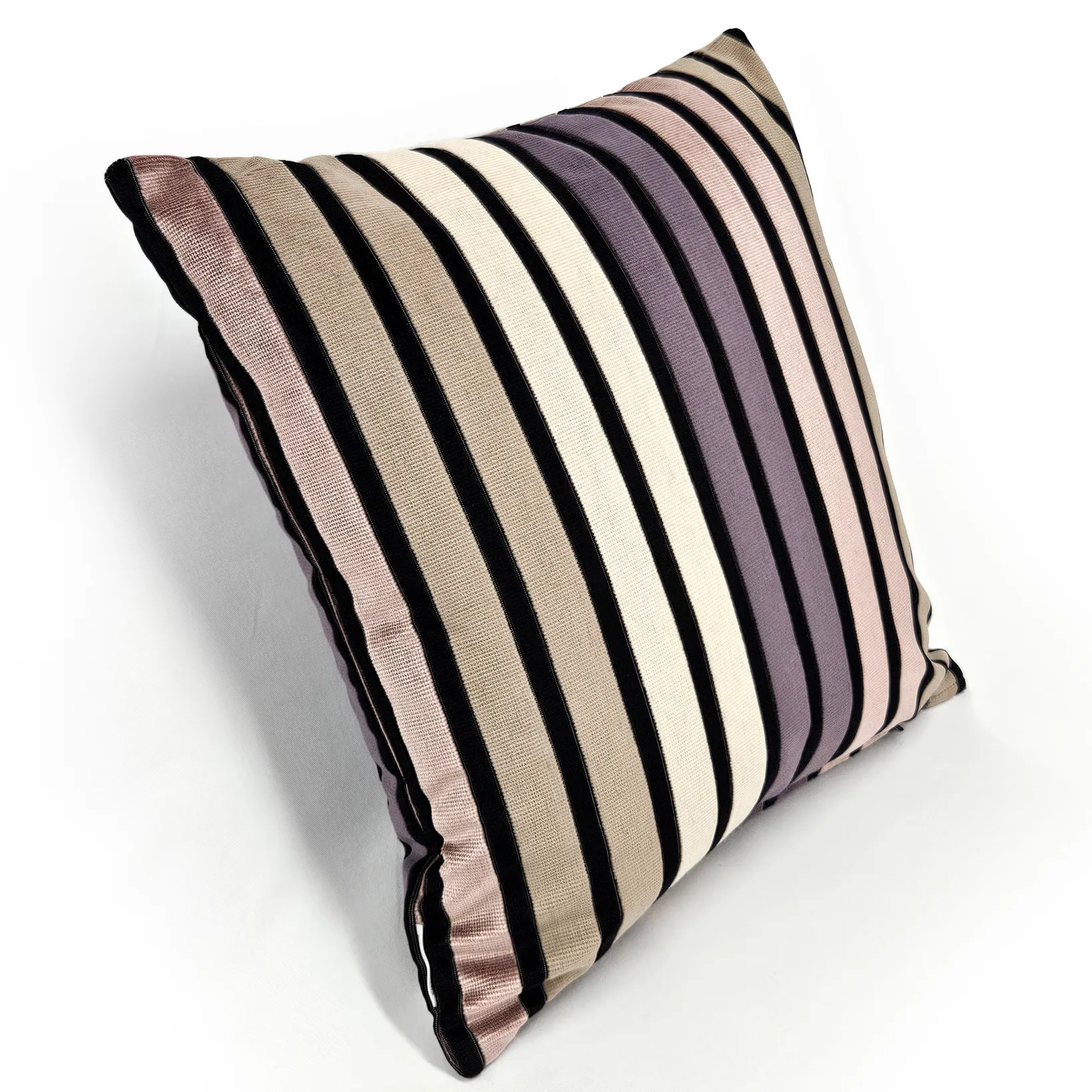 Amethyst Stripes Textured Velvet Throw Pillow 20x20