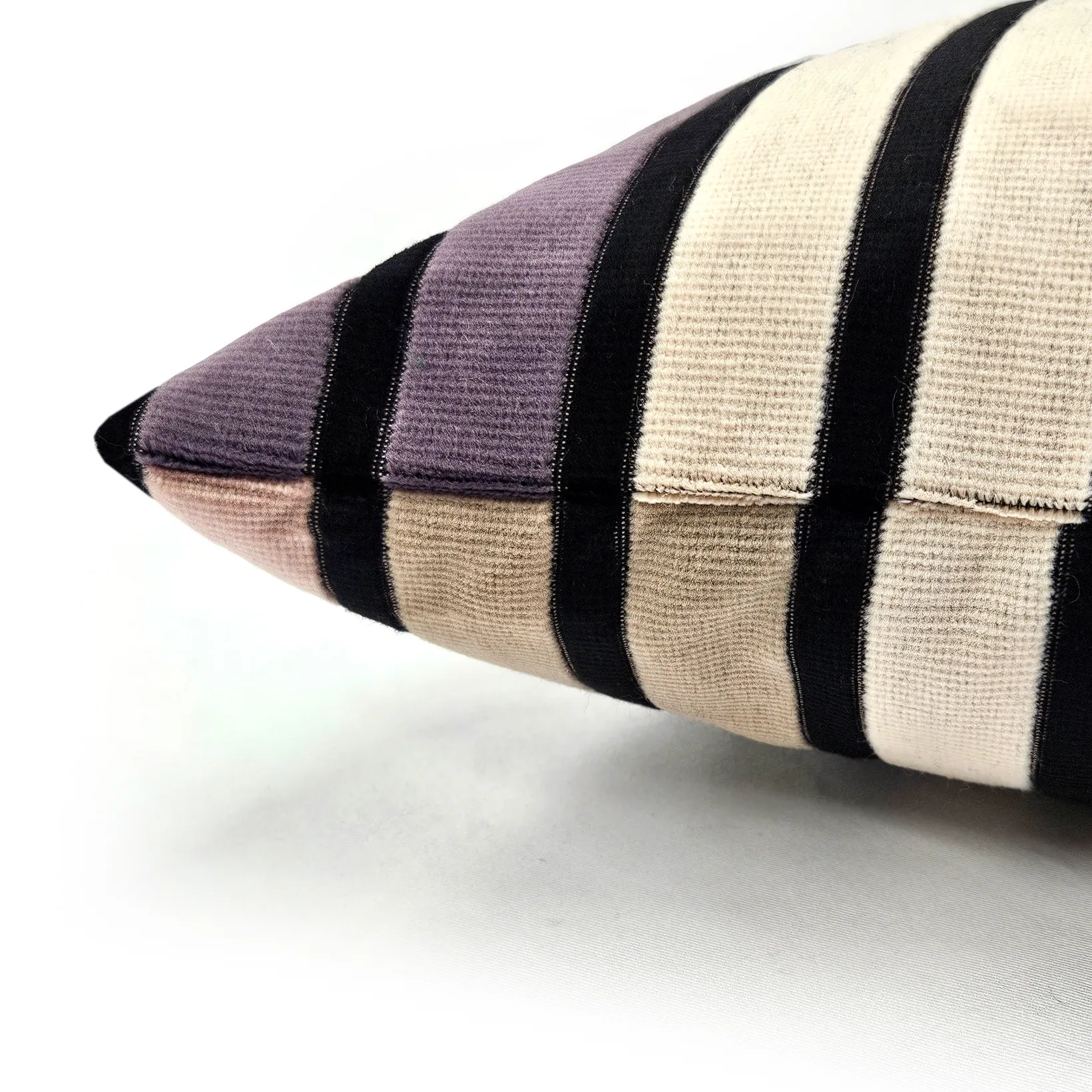 Amethyst Stripes Textured Velvet Throw Pillow 20x20