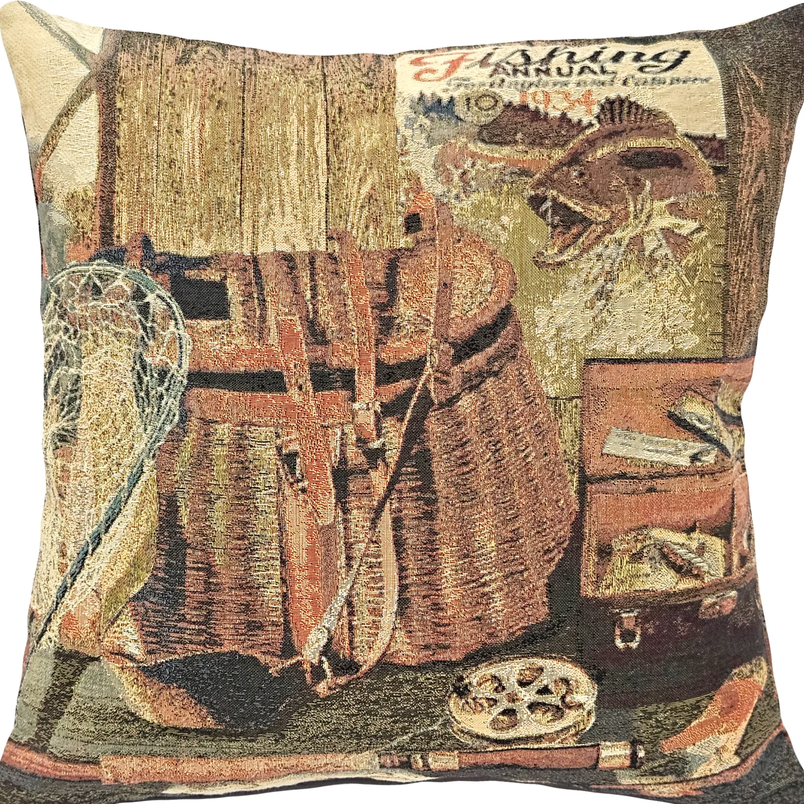 Angler's Cache Belgian Tapestry Throw Pillow 19x19