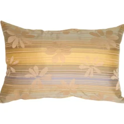 Beige Floral on Stripes Rectangular Decorative Pillow