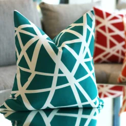 Bird's Nest Teal Throw Pillow 19x19