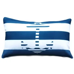 Blue Anchor Nautical Throw Pillow 12x19