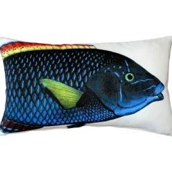 Blue Wrasse Fish Pillow 12x19