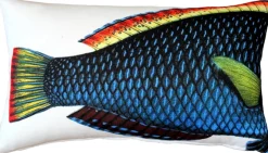 Blue Wrasse Fish Pillow 12x19