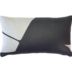 Boketto Charcoal Black Throw Pillow 12x19