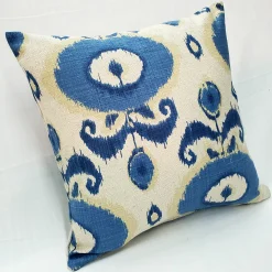 Bold Blue Ikat 20x20 Decorative Pillow