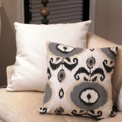 Bold Gray Ikat 20x20 Decorative Pillow