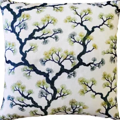 Bonsai Pine Teal Green Throw Pillow 19x19
