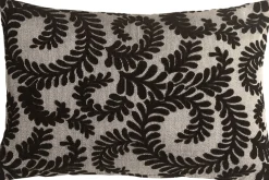 Brackendale Ferns Black Rectangular Throw Pillow