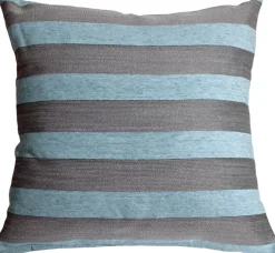 Brackendale Stripes Sea Blue Throw Pillow 22x22