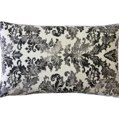 Calliope Gray Damask Pattern Throw Pillow 12x20