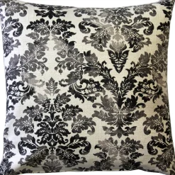 Calliope Gray Damask Pattern Throw Pillow 20x20