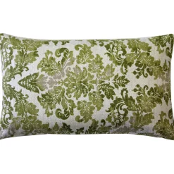 Calliope Green Damask Pattern Throw Pillow 12x20