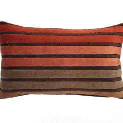 Canyon Stripes Textured Velvet Throw Pillow 12x20