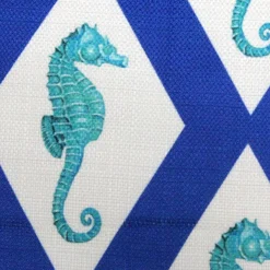 Capri Blue Argyle Seahorse Throw Pillow 20x20