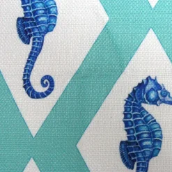 Capri Turquoise Argyle Seahorse Throw Pillow 26x26
