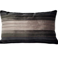 Carbon Stripes Textured Velvet Throw Pillow 12x19