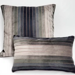 Carbon Stripes Textured Velvet Throw Pillow 12x19