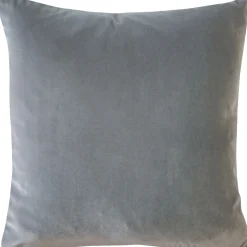 Castello Silver Gray Velvet Throw Pillow 17x17