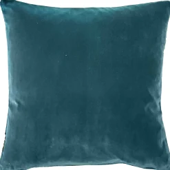 Castello Teal Blue Velvet Throw Pillow 17x17