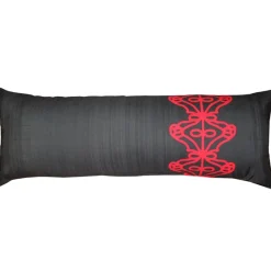 Charcoal Scroll Outdoor Throw Pillow 12x35