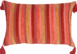 Chenille Stripes in Raspberry and Caramel Accent Pillow 1