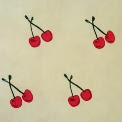Cherry Rain Cotton Print Throw Pillow 20x20