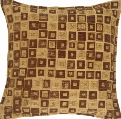 Chocolate and Tan Chenille Blocks Throw Pillow