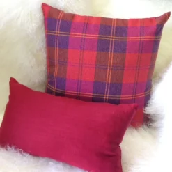 Contemporary Plaid Red 20x20 Throw Pillow