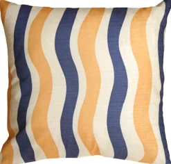 Country Stripes Blue and Yellow 20x20 Throw Pillow
