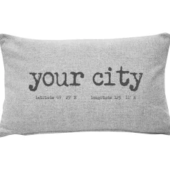 Custom City Coordinates Gray Felt Pillow 12x19