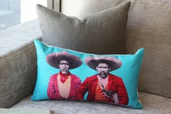 Dos Bandidos Throw Pillow 12x19