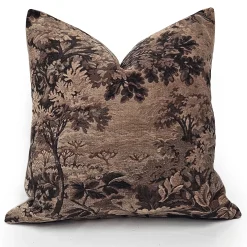 Elm Forest Sepia Tapestry Throw Pillow 21x21