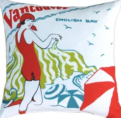 English Bay Bather Outdoor Throw Pillow