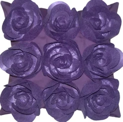 Felt Flowers in Purple 17x17 Throw Pillow
