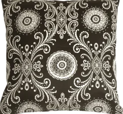 Filigree Black 17x17 Throw Pillow