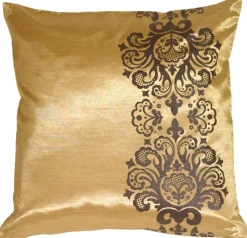 Gold with Brown Baroque Scroll Throw Pillow