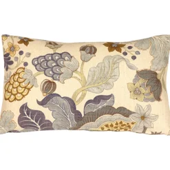Harvest Floral Blue 12x20 Throw Pillow