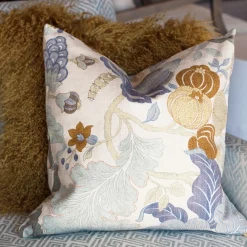 Harvest Floral Blue 20x20 Throw Pillow