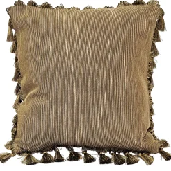 Heather Downs Soft Gold Ribbed Throw Pillow 17x17