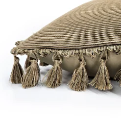 Heather Downs Soft Gold Ribbed Throw Pillow 17x17