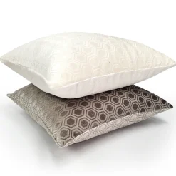 Hexa Mercury Taupe Velour Throw Pillow 18x18