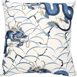 Imperial Dragon Embroidered Throw Pillow 20x20