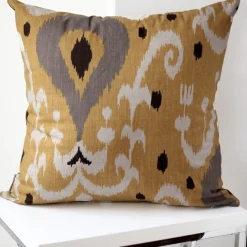 Indah Ikat Yellow 20x20 Throw Pillow