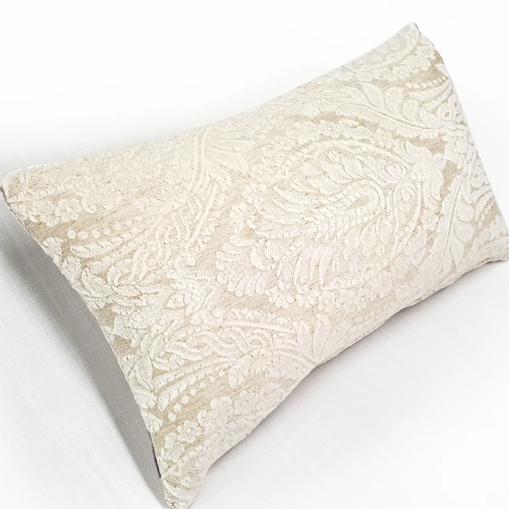 Jacquard Damask in Cream Throw Pillow 12x19
