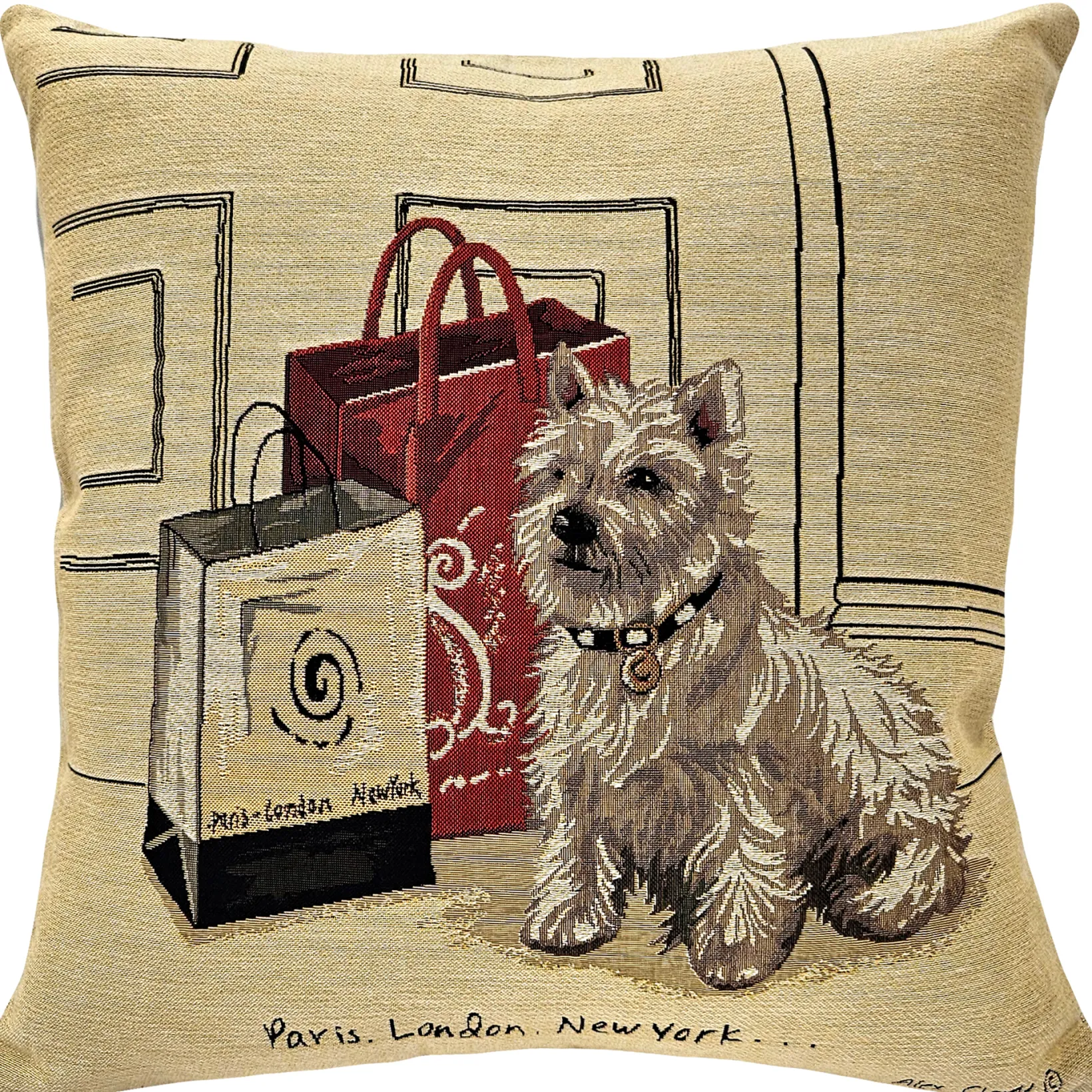Jet Set Westie Fashion Tapestry Throw Pillow 19x19