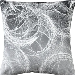 Karalina Feather Swirl Gray Throw Pillow 20x20