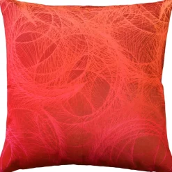 Karalina Feather Swirl Red Throw Pillow 20x20