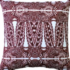 Karalina Partridge Stamp Marsala Throw Pillow 20x20